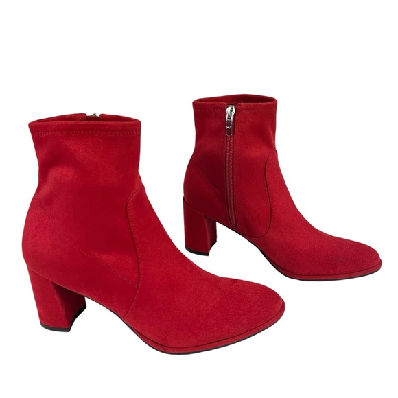 Marc Fisher Red Suede Block Heel Boots Womens Size 7.5 - Picture 2 of 14